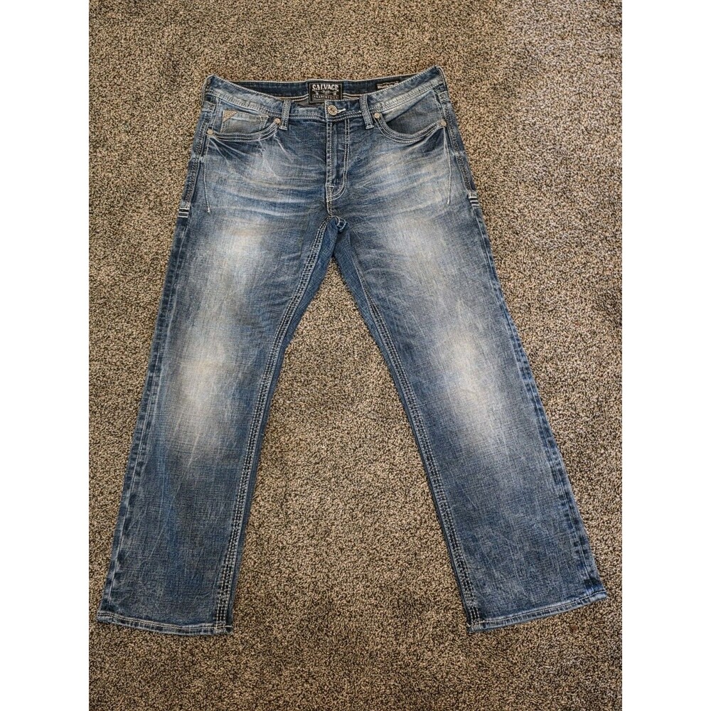 Buckle Salvage Anarchy Relaxed Straight Jeans Men's 34x30 (34S) Contrast Stitch